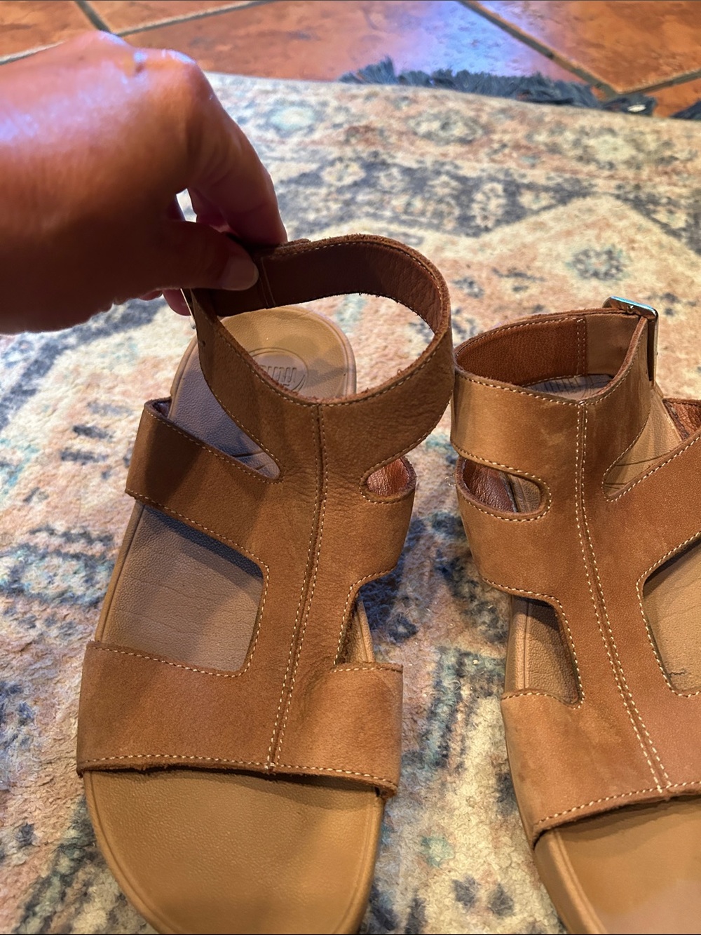 FitFlop Brown Nubuck Cutout Strappy Sandal with Buckle - Picture 11 of 15